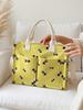 Yellow Bumblebee Print Corduroy Tote Bag Large Capacity Multi Pocket Bee Lover Commuter Shoulder Bag