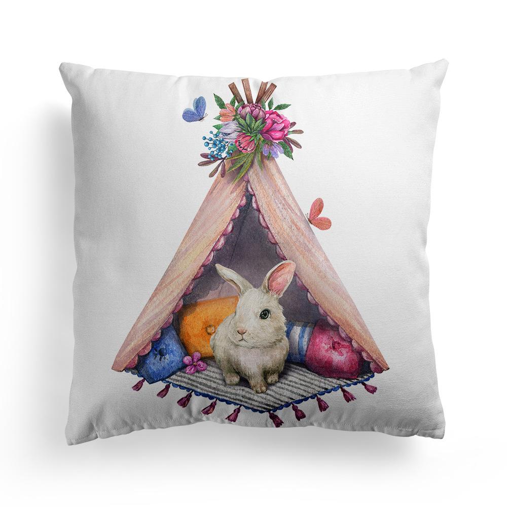 Новая Весенняя Пасхальная Наволочка Кролик Цветы Венок Персиковая Кожа Флис Принт Чехол для Подушки