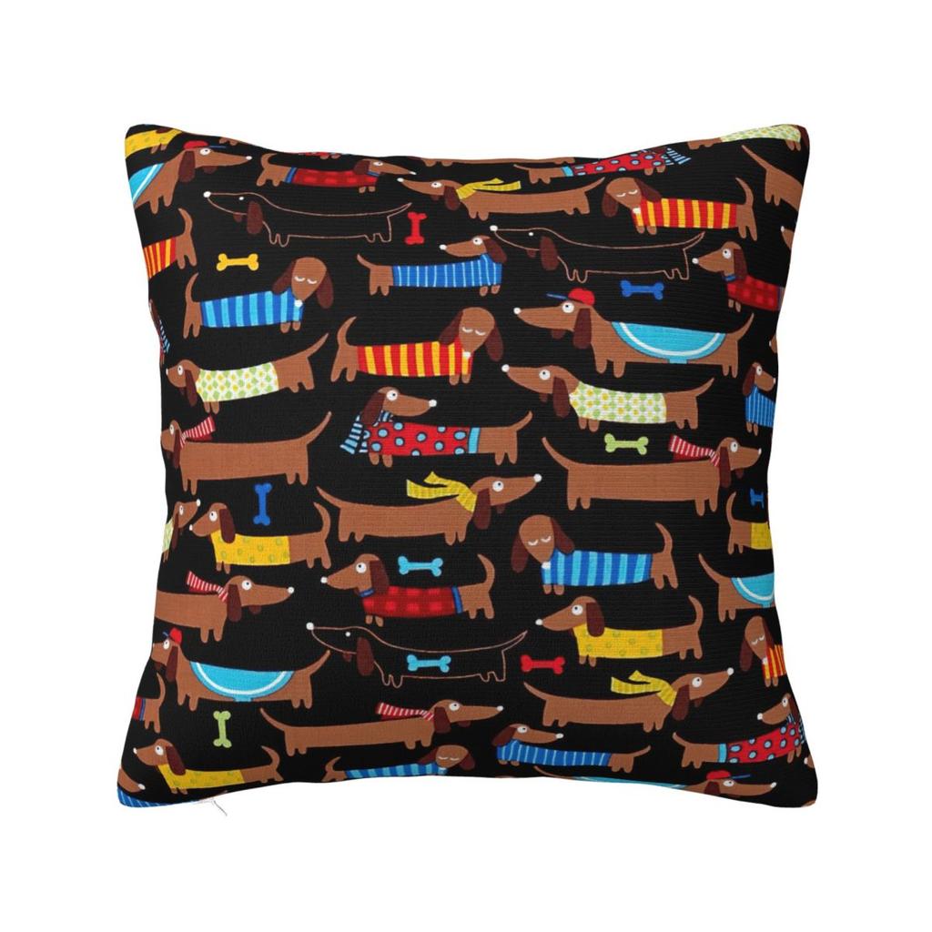 Dachshund Dog Square Pillow Covers Polyester Home Wiener Sausage Doxie Cushion Case Cute Decor Pillowcase 4040