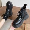 Fashion Chunky Platform Combat Boots for Women Autumn Winter PU Leather Ankle Booties Women Punk Thick Bottom Non Slip Motorcycle Boots
