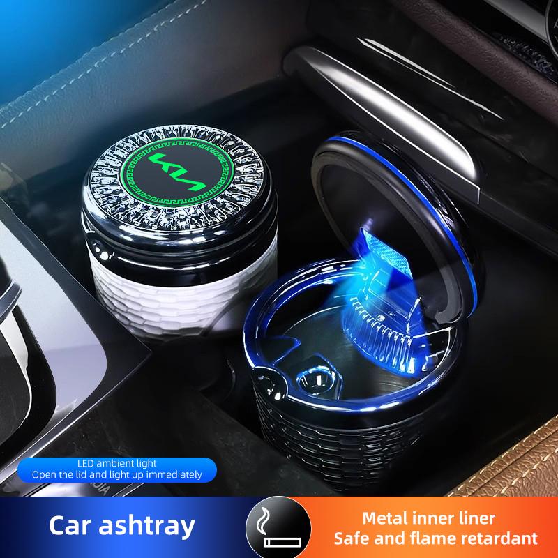 Car Ashtray LED Noctilucent Cigarette Butt Trash Box Accessories For KIA K5 K9 Sorento Ceed Sportage Carnival Stinger Forte Niro zpjm80