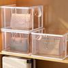 N$ Large Square Storage Box Black/White Frame-Heavy-Duty PVC Transparent Organizer Bin,Multi-Purpose Container
