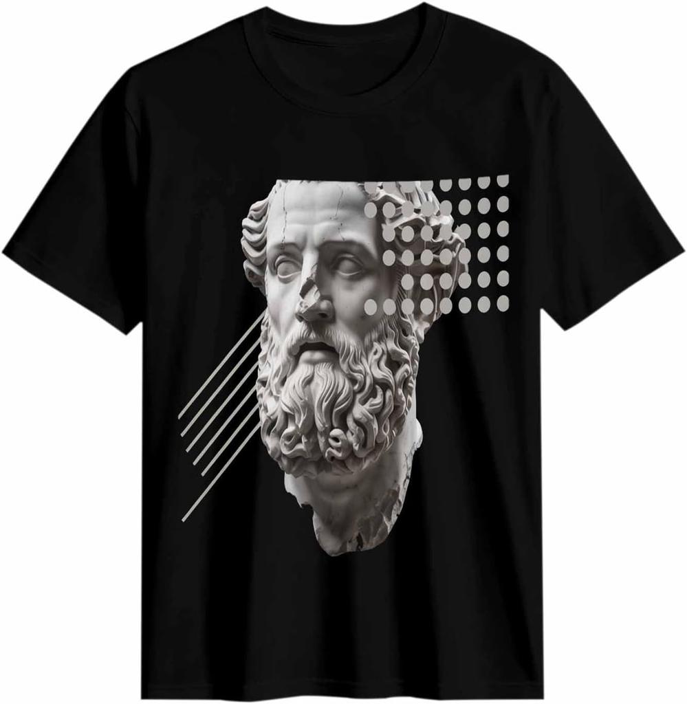 Ancient Bust Graphic Print Black T-shirt