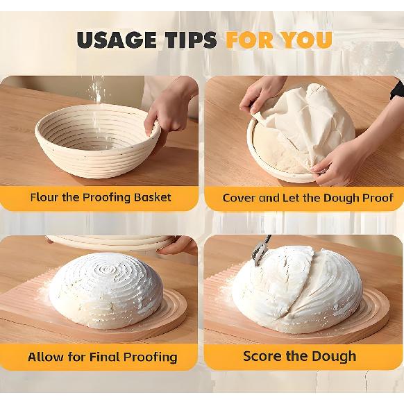 Bread Proofing Basket Cloth Liners, 3 Pcs 10 inch Round Bread Proofing Cover, Reble Sourdough Bread Baking Supplies-Proofing Linen Cloth for