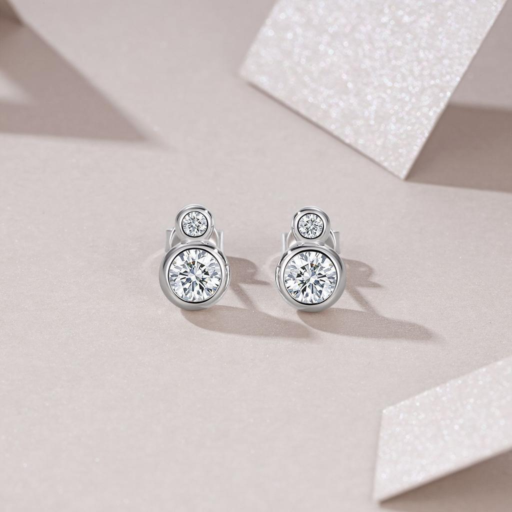 WUIHA Vintage 100% 925 Sterling Silver 5 MM Round Cut D Color Real GRA Moissanite Diamonds Studs Earrings Fine Jewelry Pass Test