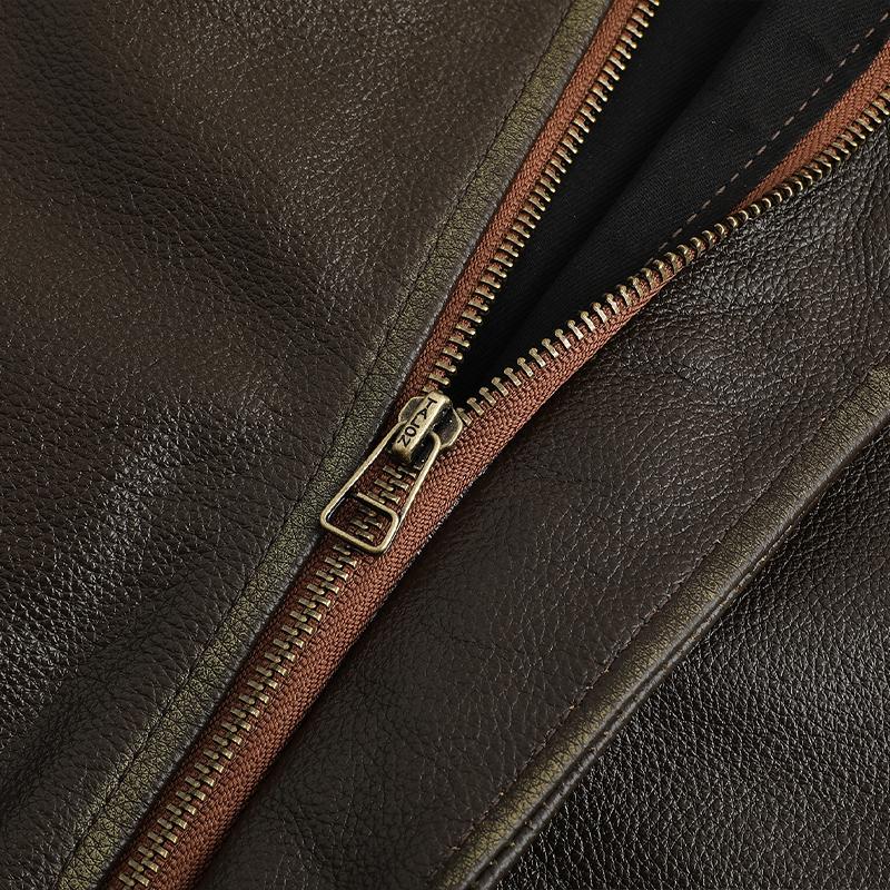 American Classic A2 Flight Jacket Rare Olive Top Layer Calfskin Men 'S Genuine Leather Jacket Loose Lapel Air Force Flight Suit