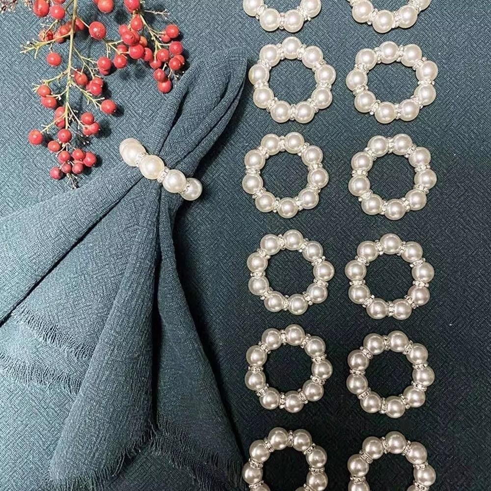 Gold Napkin Rings Beaded Texture Napkin Ring Holder Luxury Pearl Ring Napkins Holder Table Decor