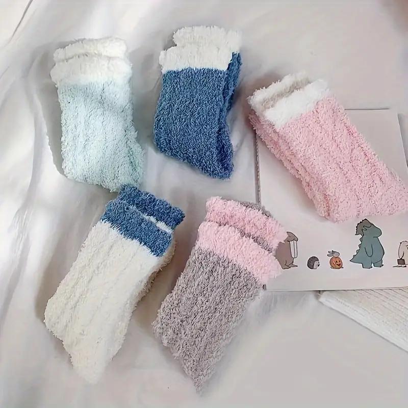 Зимние теплые пушистые носки, толстые термостойкие мягкие носки Kawaii, устойчивые к холоду, носки для сна из кораллового флиса