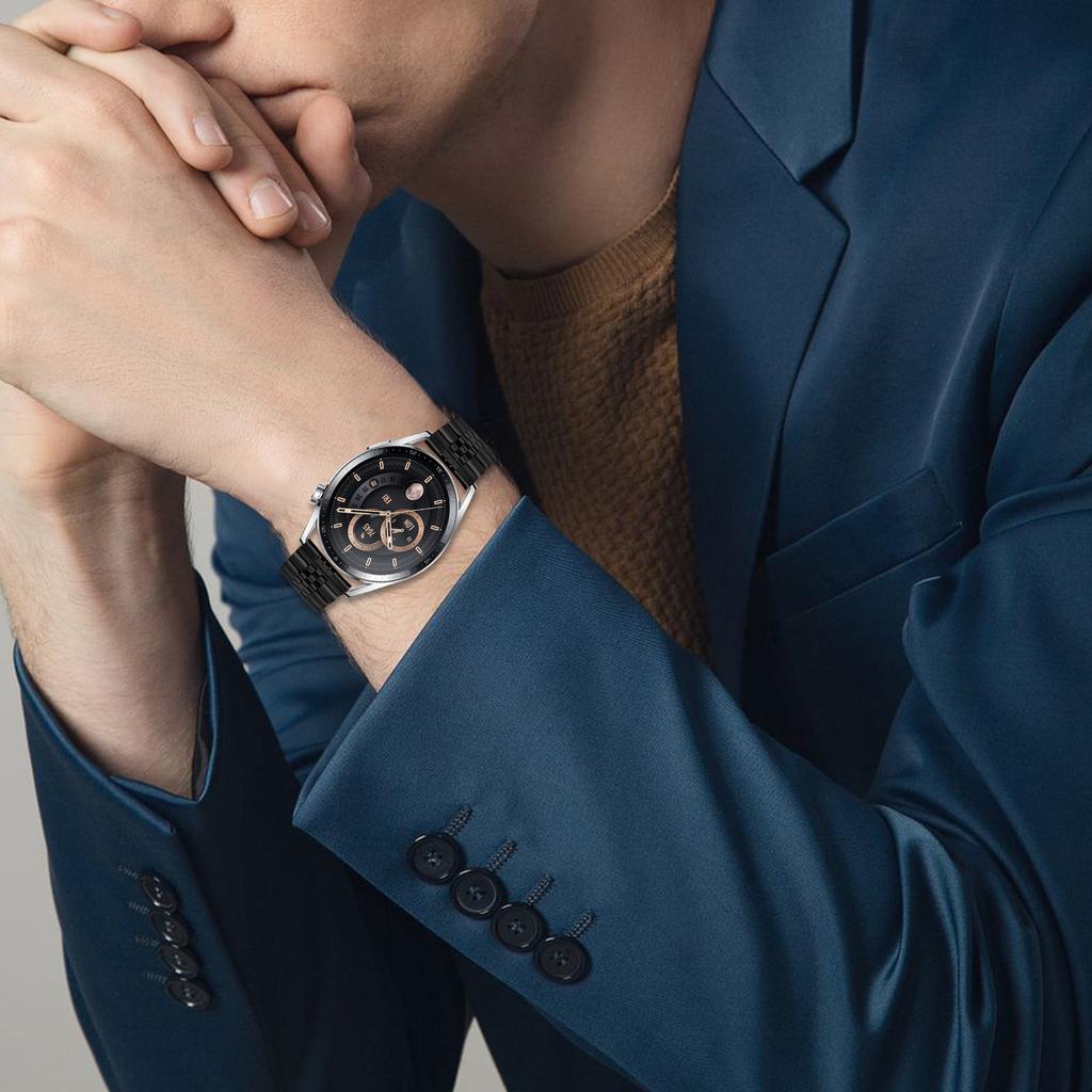 For Huawei Watch Buds Wrist Band 5-Bead Stainless Steel Butterfly Clasp Watch Strap