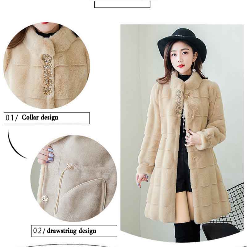Утолщенное меховое пальто из датской норки, женское зимнее пальто средней длины из флиса из искусственной норки