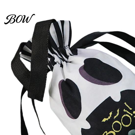 Double Sided Print Treat Bag Halloween Pumpkin Ghost Tote Bag, Trick or Candy with Shoulder Strap Side Print, Sturdy Reusable Party Favor Gift