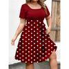Женское модное и трендовое платье с круглым вырезом и короткими рукавами на талии с принтом размера плюс