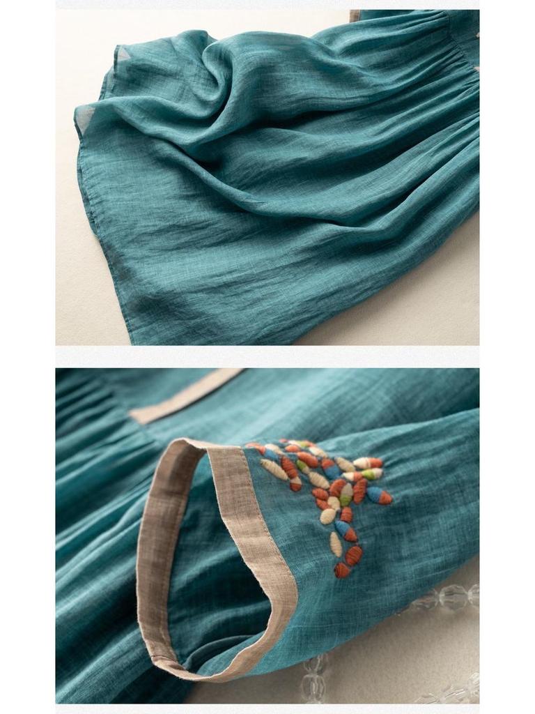 Женское летнее платье в стиле ретро с вышивкой во французском стиле с рукавами три четверти