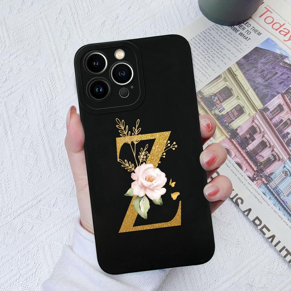 Для Apple iPhone 11 12 Pro Max 13 Mini 6 7 8 Plus чехол для телефона Роскошный цветок буквы жидкий мягкий силиконовый противоударный чехол для iPhone чехол-бампер