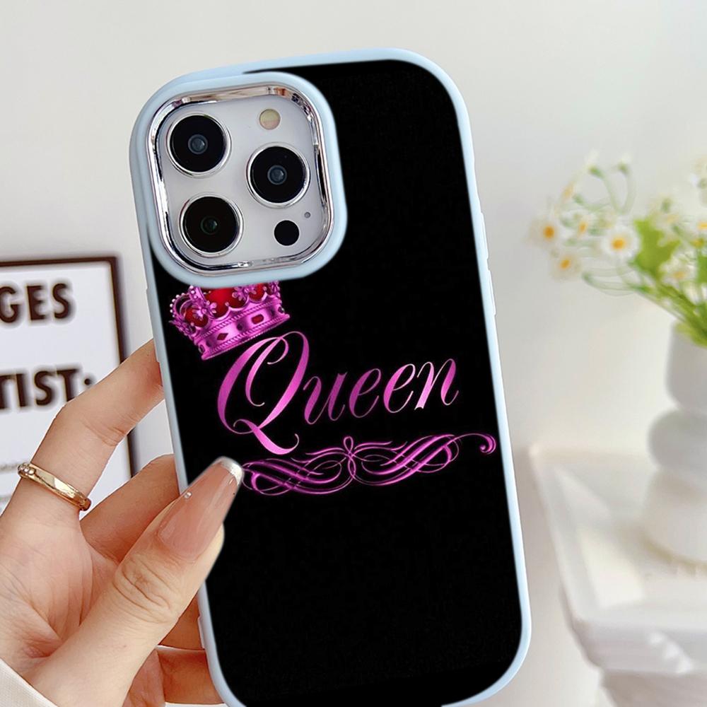 LZ29 Королева король корона пара мягкий чехол для телефона Samsung S24 Ultra S23 Plus S21 FE A16 A54 A34 A05 Infinix Hot 40 30i защита объектива противоударный чехол