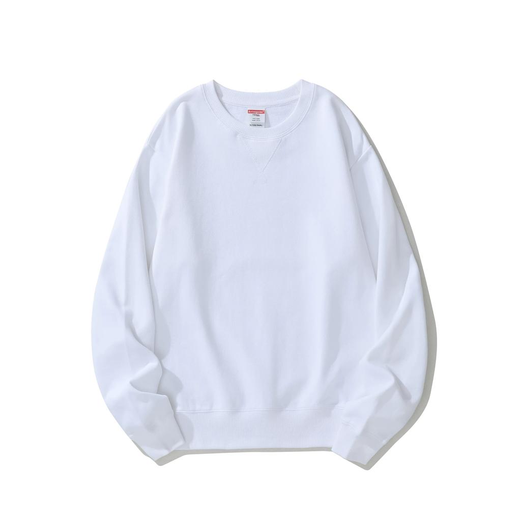 Мужской весенне-осенний пуловер 380 г большого размера с круглым вырезом, свободного кроя, с длинным рукавом, однотонная толстовка