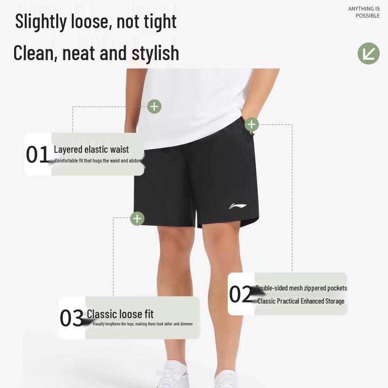 Li-Ning Мужские дышащие спортивные шорты с быстрым высыханием