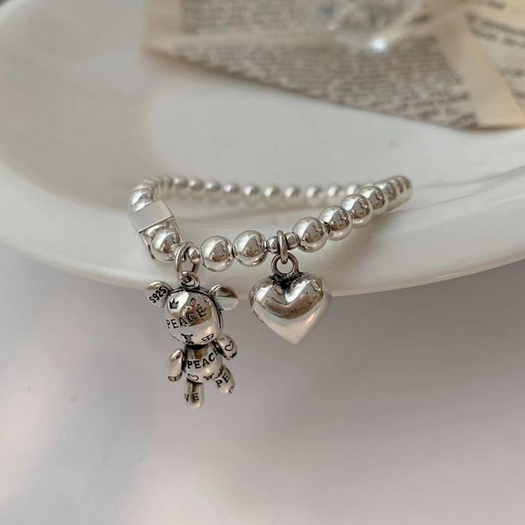 New Movable Limbs Violent Bears Heart Cartoon Charm Bracelet Ins Trendy High-end Sense Personality Beaded Bracelets Fashion Jewelry