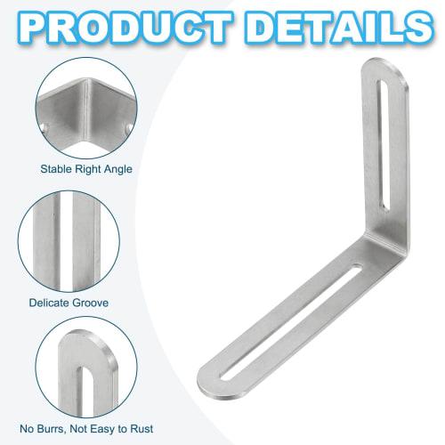 PATIKIL L-Shaped Brackets, 120*24*100mm, with Slots, 2-Piece Adjustable Sliding Slot Joint Right-Angle Brackets, Metal Corner Connectors for Wooden Ch