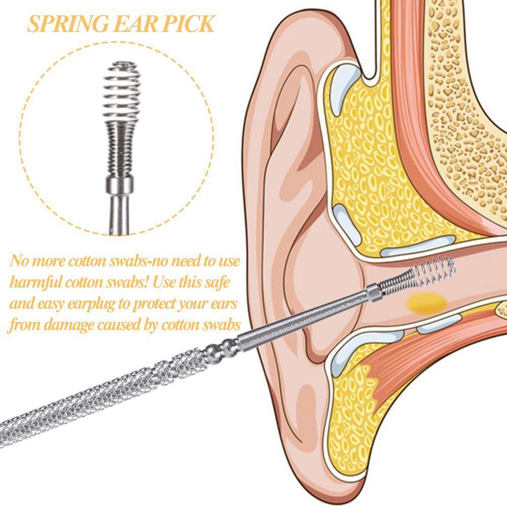 Ear Spoon Earpick Stick Spiral Earwax Remover Spring ear picker Ear Cleaner Ear Curette