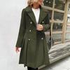 Women's Long Woolen Coat With Double Breasted Buttons