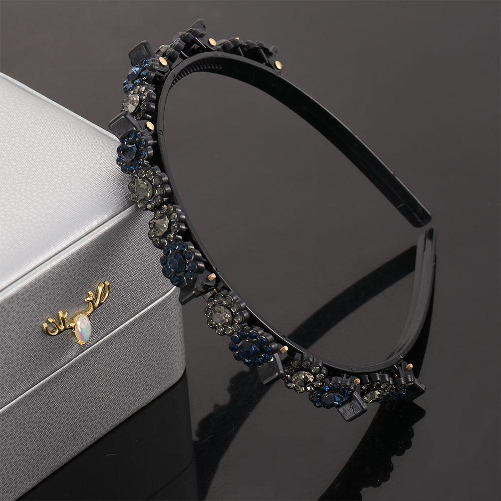 Antislip Korean style Rhinestone Flower Broken hair artifact Black Braided Hair Clip Styling Tool Toothed Clip Weave Head Hoop