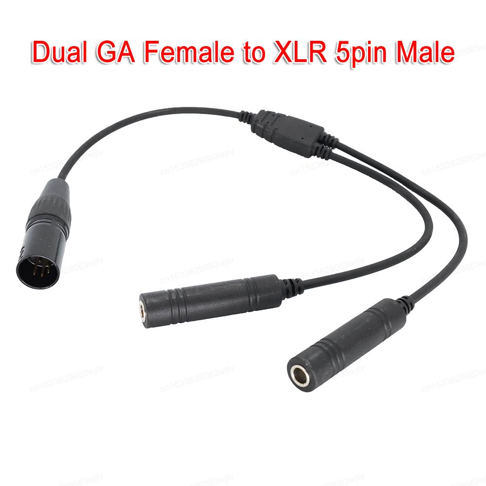 GA Dual Plugs To Airbus 5 Pin XLR Adapter Universal Aviation Headphone Cable for Aviation Communication