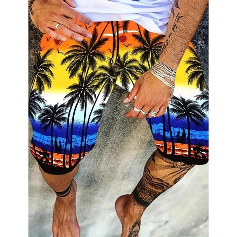 Hawaiian Swimming Trunks 3D Stitching Printed Beach Shorts Quick-drying Outdoor Leisure Sports Shorts Swimwear Short