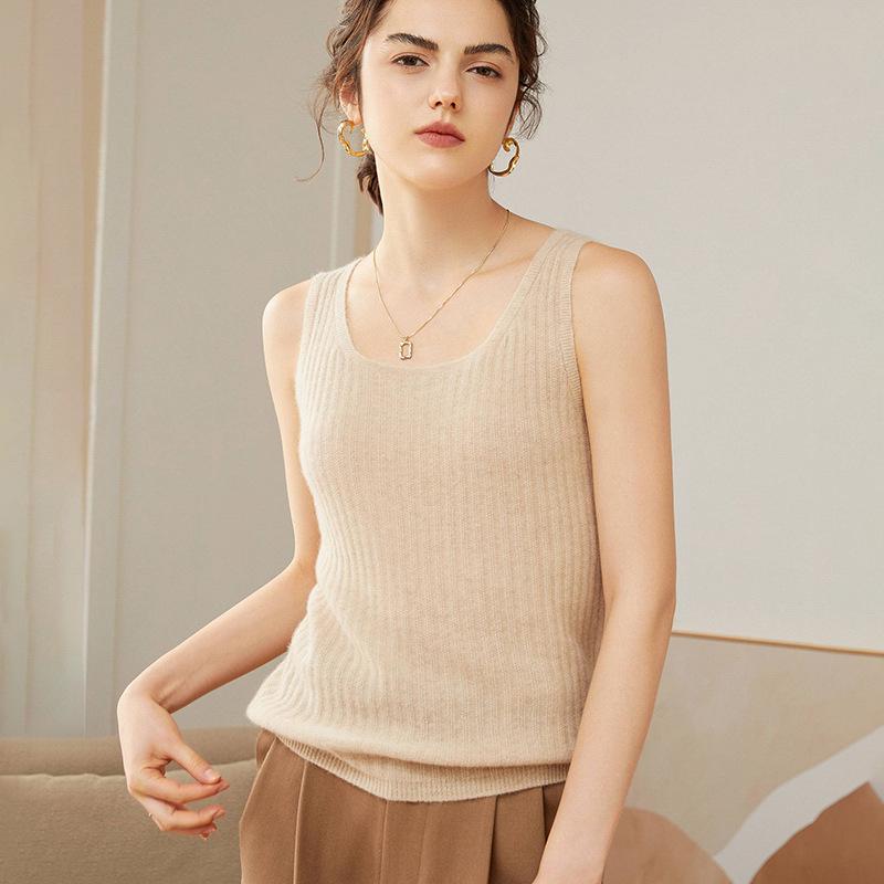 2024 Autumn/Winter Women's Fashion Cashmere Round Neck Knit Camisole