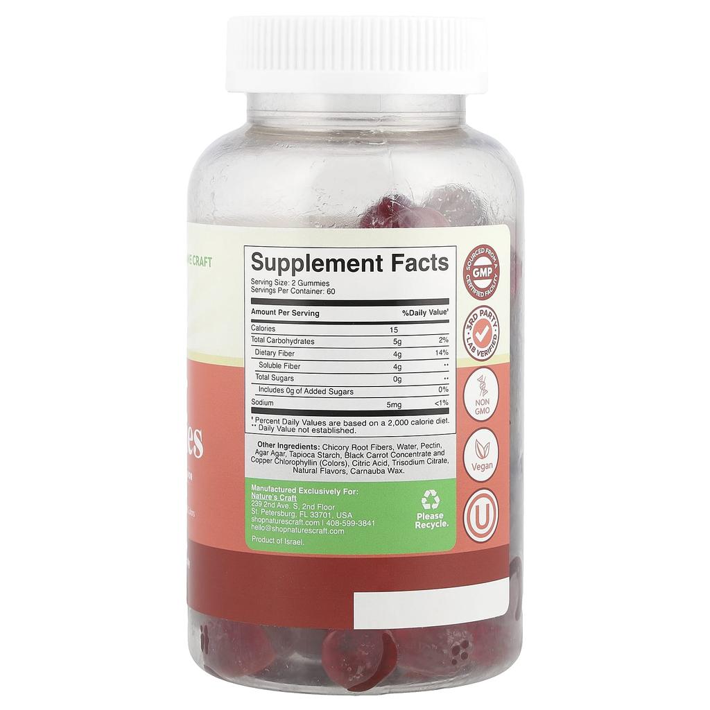 Nature's Craft Fiber Gummies, Mixed Berries, 120 Gummies