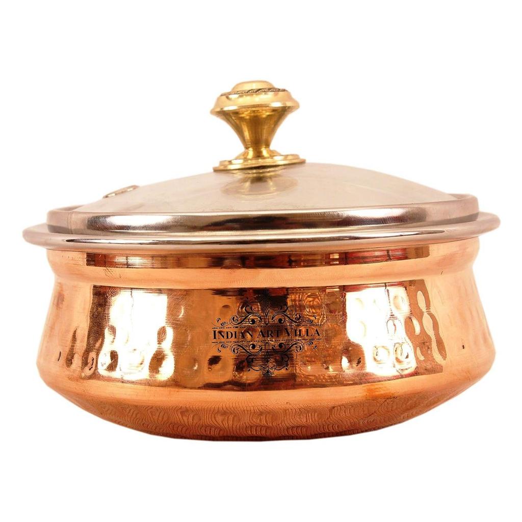 Handi with Glass Lid 400 ML - Serving Dishes Chicken Briyani Home Hotel Restaurant Tableware Dishware, Set of 2 Visit the INDIAN ART VILLA Store