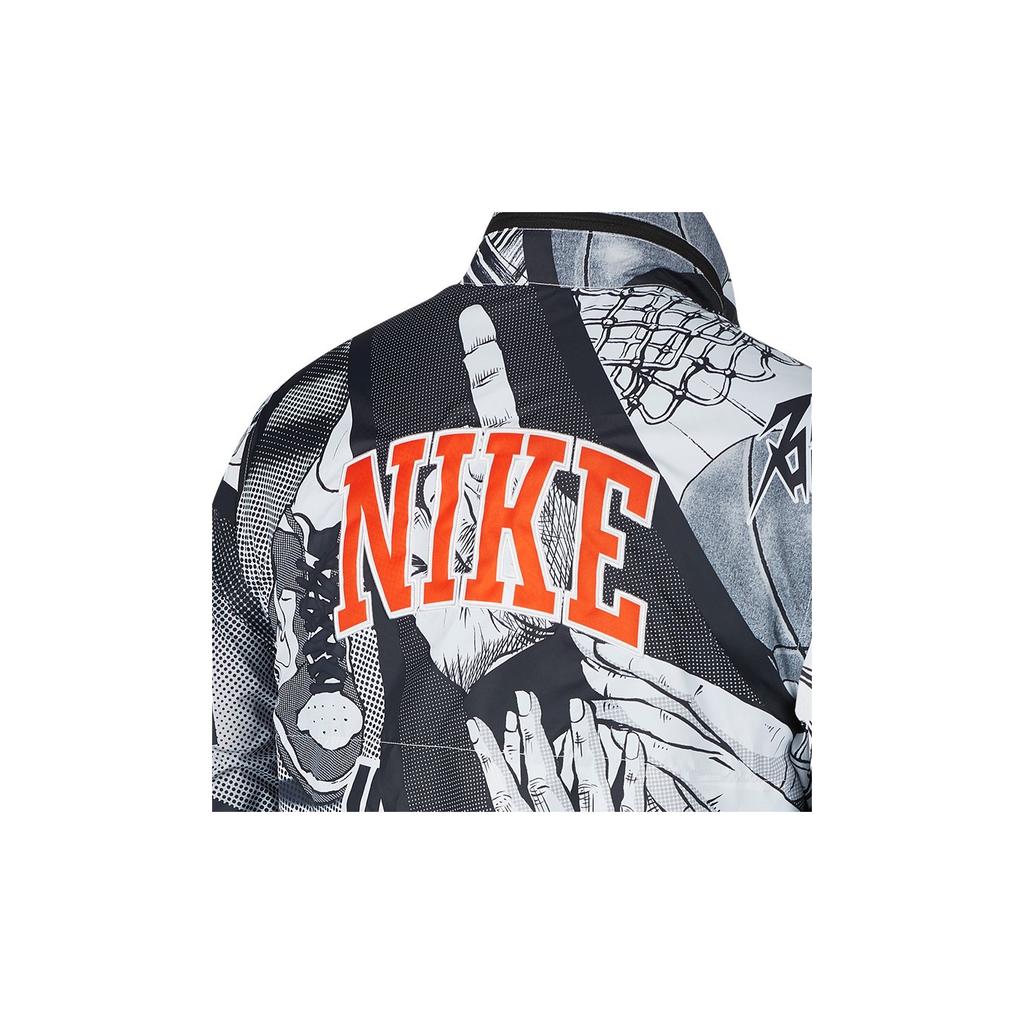 Nike Спортивная одежда для средней школы Баскетбольная лига с комиксами и принтом тканая куртка Мужские куртки черные CI9083-010