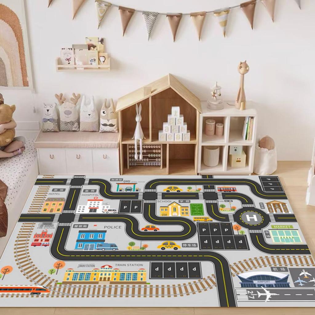 Kids' Traffic City Play Mat with Roads and Parking for Crawling and Toy Cars