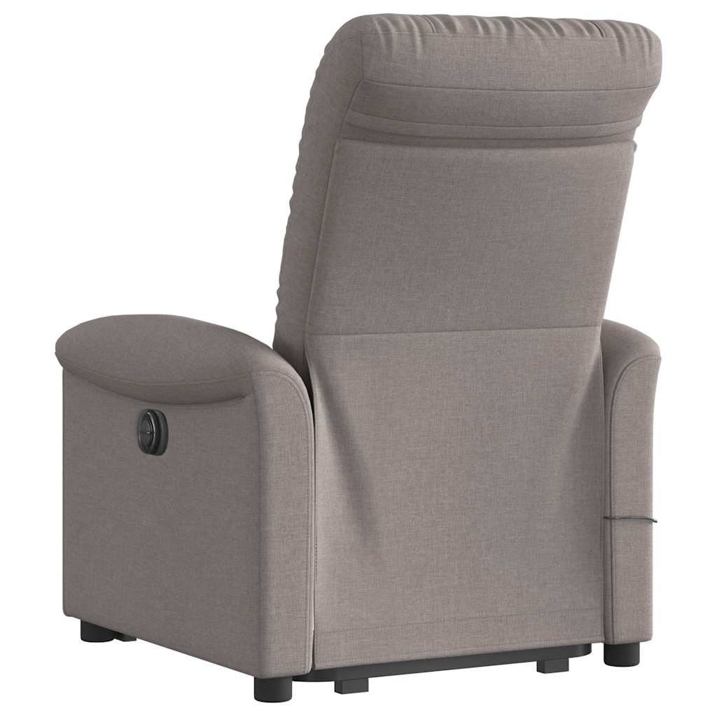 Electric Massage Recliner with Rising Function Taupe Fabric