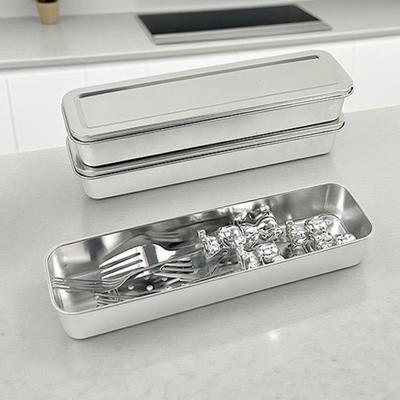 Stainless Steel Spoon Fork Storage Box Ventilated Draining Chopsticks Cage Rustproof Large Capacity Tableware Storage Container