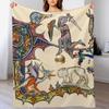 WEIRD BESTIARYMEDIEVAL KNIGHT FIGHTING SNAILDRAGON AND LION by Bulgan Lumini Throw Blanket Bed blanket king size