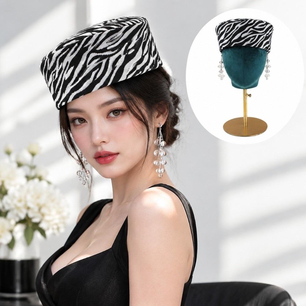 Warm Zebra Print Beret Hat Soft Vintage Beret Hat Durable Women Pillbox Hat Daily Commuting