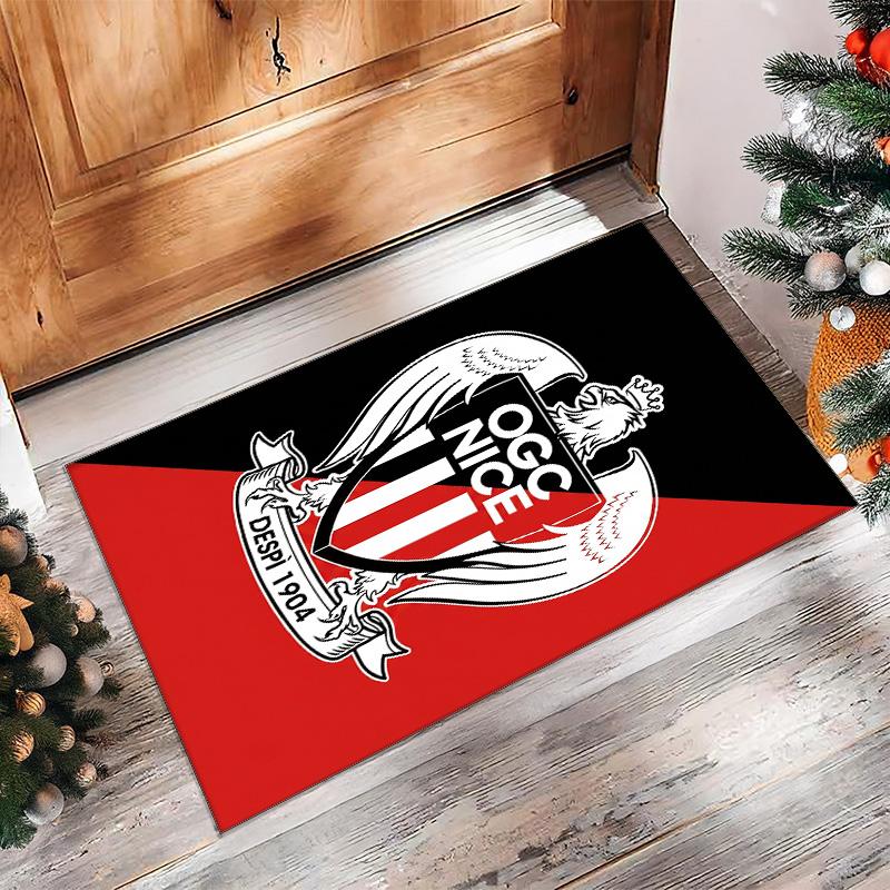 OGC Nice FC Soccer Football Pattern Soft Area Rug Non Slip Indoor Floor Carpet Sports Decor Mat for Bedroom