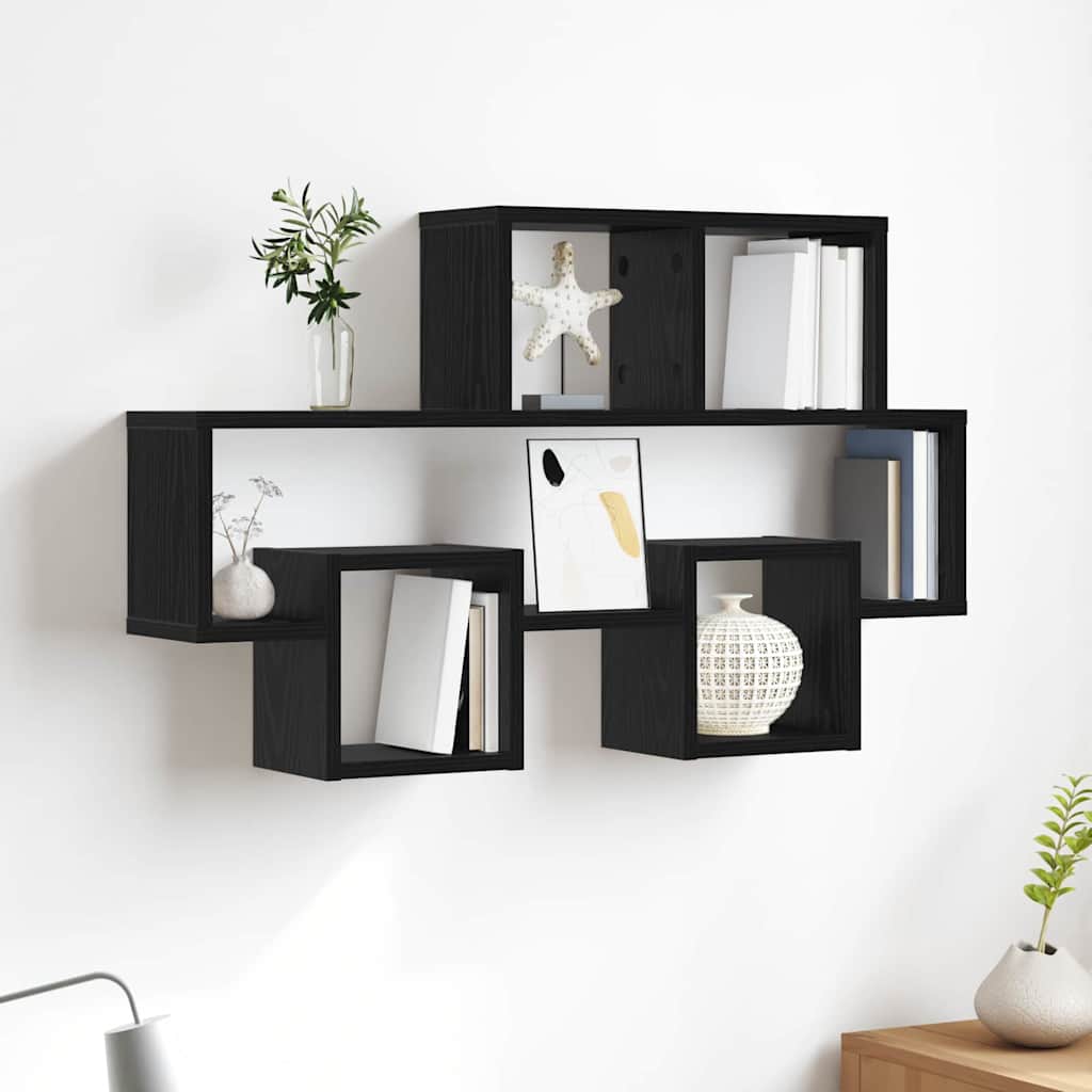 Wall Shelf Black Oak Look 82 x 15 x 51 cm Engineered Wood