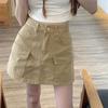 Retro Workwear Denim Skirt Women Summer High Waist Loose A-line American Hot Girl Short Skirt Ins Trendy