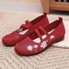 Lilac Summer Flats Mom Strapped Shoes Women's Spring Embroidered Flower Loafers Ladies Mary Jane Flat Shoes Ethnic Ballet Flats