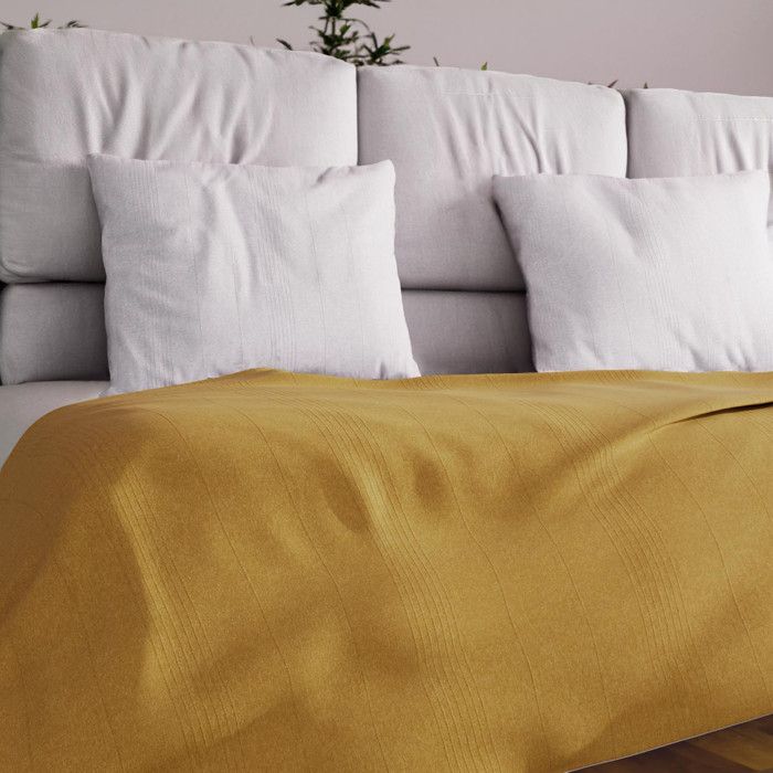 Jeté de lit ou canapé 180x220 cm ADELE moutarde, par Soleil d'ocre