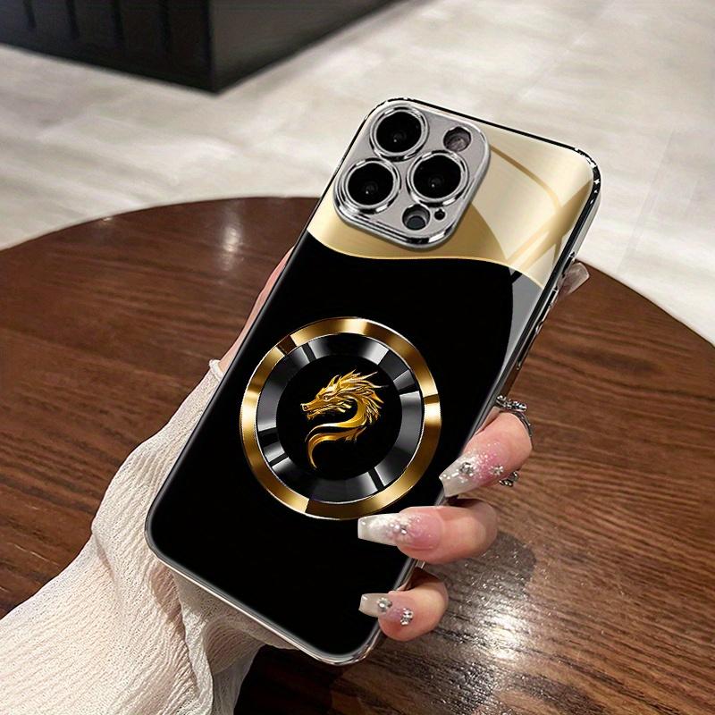 Роскошный деловой металлический чехол-кольцо с узором дракона для iPhone 17promax 16 15 14 13 12ProMax 11 11Pro Защита от падений