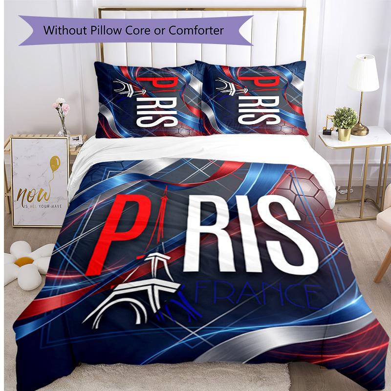 France Football Printed Bedding 3 Piece Set Cozy Breathable Bed Cover Set as Housewarming Holiday Gift