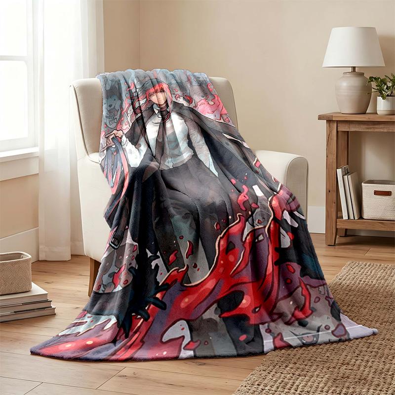 Chainsaw Man blanket Flannel Blanket Soft Cozy Plush Throw for Sofa Bed Lightweight Home Decor