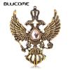 Retro National Emblem Brooches Antique Gold Color Crystal Badge Lapel Pin Women Men Clothes Suit Jewelry Clips