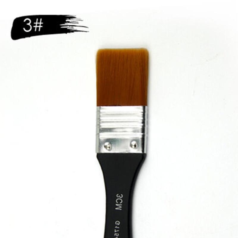 1pc Nylon Flat Hair Brush Oil Wall Painting Artists Hair Pen Watercolor Art Kit