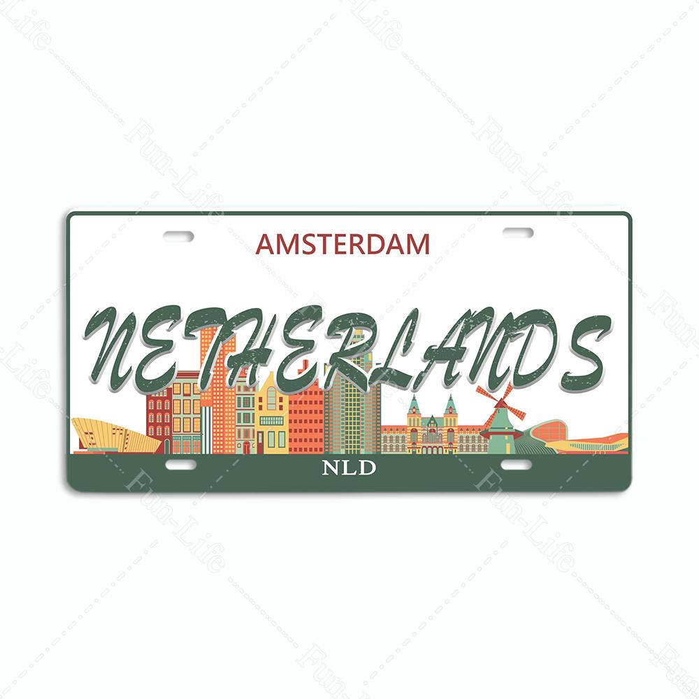 Винтажный плакат с номером автомобиля Испании/СИДНЕЯ Популярный город Бразилия Национальный флаг Ретро жестяные знаки Наклейки для домашнего декора