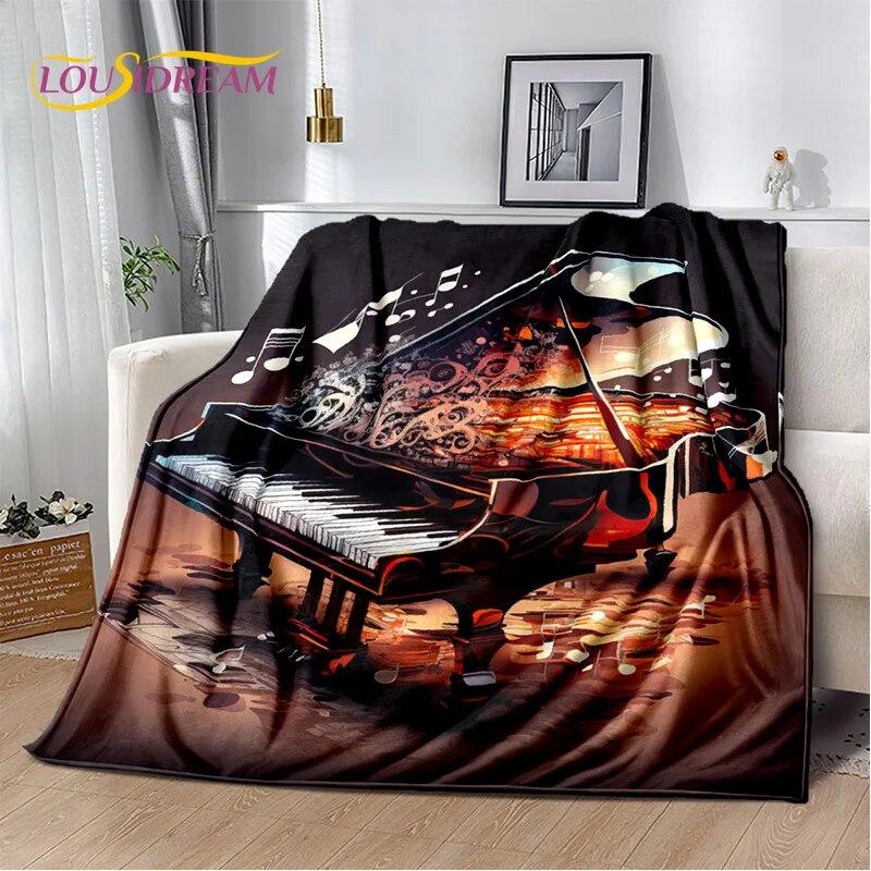 3D Dream Piano Key Music Instrument Cartoon Blanket,Soft Throw Blanket for Home Bedroom Bed Sofa Picnic Office Travel Cover Kids
