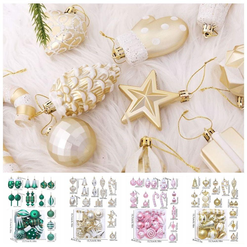 16Pcs Plastic Christmas Tree Decorations Cartoon Christmas Tree Pendant NEW Xmas Hanging Ball Set